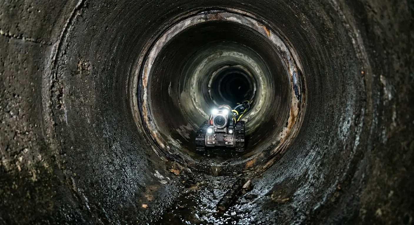 Robotic sewer camera inspecting pipe interior for Drain Snake Service in Franklin Park
